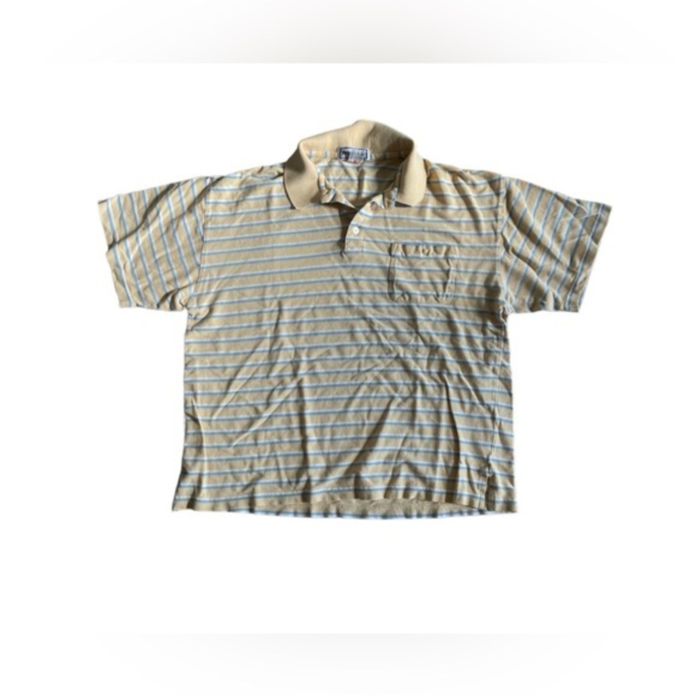 Vintage Yves Saint Laurent YSL Polo Shirt | Yellow Blue Stripe | Size L